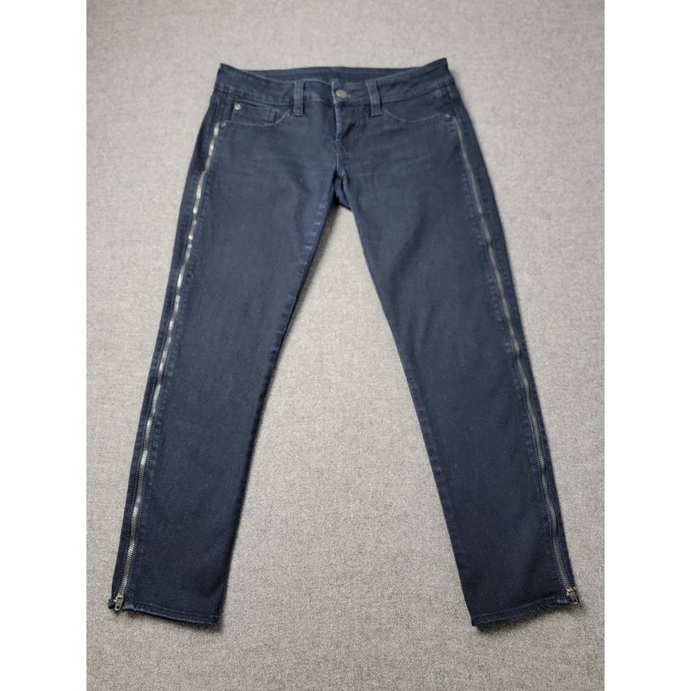 Chevignon Women Jeans 8 Dark Wash Side Zip Skinny‎ Stretch Denim